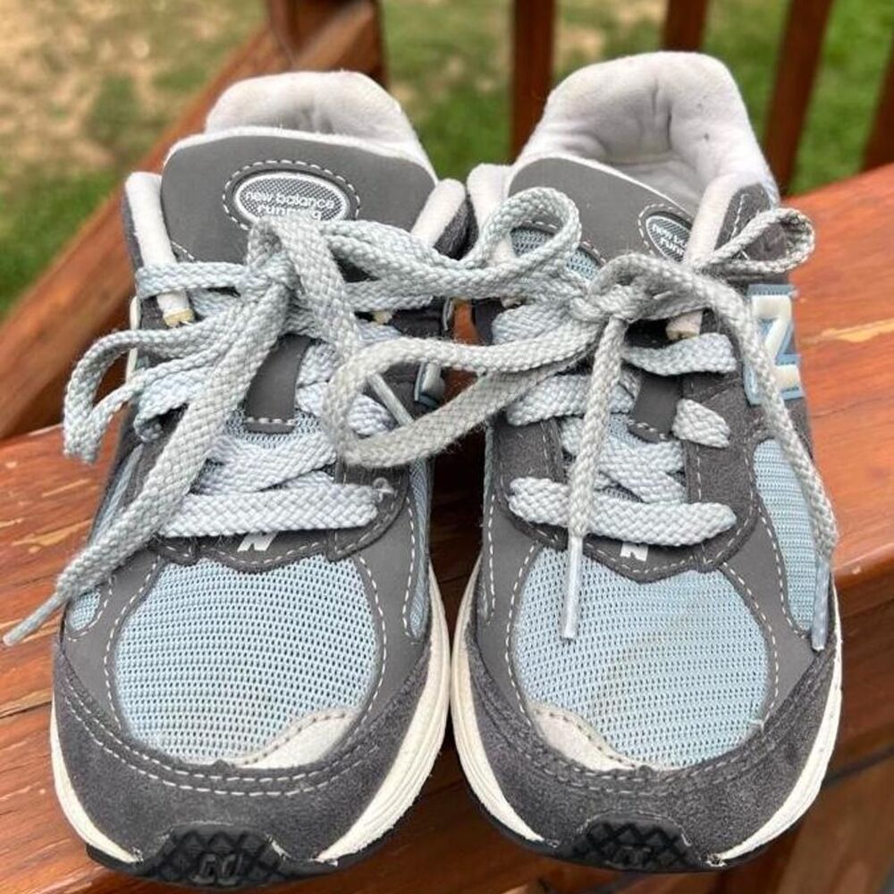New Balance Youth 13 Grey Blue Unisex Running Jog Play School Sneakers
